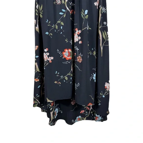 Nanette Lepore Dark Floral Hi-Low Puff Sleeve Dress 2 Whimsigoth Bloomcore Black - Picture 8 of 13